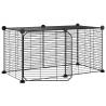 8-Panel Black Pet Cage with Door - 35x35 cm Steel