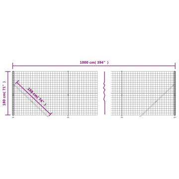 Wire Mesh Fence with Flange Green 1.8x10 m | Hipo Market