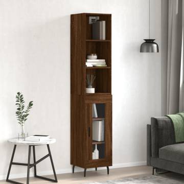 Stylish Highboard Brown Oak - 34.5x34x180 cm - Hipomarket