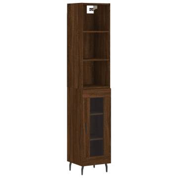 Stylish Highboard Brown Oak - 34.5x34x180 cm - Hipomarket