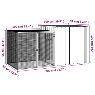 Rabbit Cage Anthracite 200x91x100 cm - Galvanised Steel