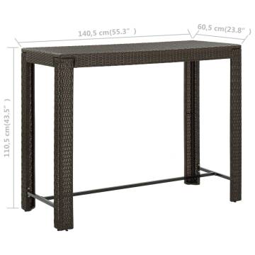 Garden Bar Table Brown - Modern Outdoor Poly Rattan Table