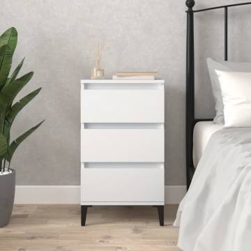 Trendy White Bedside Cabinet 40x35x70 cm - Engineered Wood