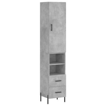 Stylish Highboard Concrete Grey - 34.5x34x180 cm