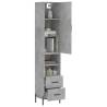 Stylish Highboard Concrete Grey - 34.5x34x180 cm