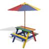 Kids' Picnic Table with Benches and Parasol Multicolour Wood Colour multicolour Quantity in Package 1 