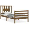 Honey Brown Bed Frame with Headboard - Solid Wood 90x200 cm