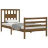 Honey Brown Bed Frame with Headboard - Solid Wood 90x200 cm