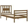 Honey Brown Bed Frame with Headboard - Solid Wood 90x200 cm