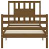 Honey Brown Bed Frame with Headboard - Solid Wood 90x200 cm