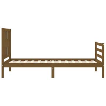 Honey Brown Bed Frame with Headboard - Solid Wood 90x200 cm