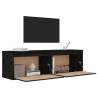 Wall Cabinets 2 pcs Black | Solid Pinewood | Hipomarket UK