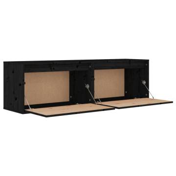 Wall Cabinets 2 pcs Black | Solid Pinewood | Hipomarket UK