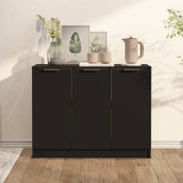 Stylish Black Sideboard - 90.5x30x70 cm Engineered Wood