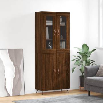 Elegant Highboard in Brown Oak - 69.5x34x180 cm