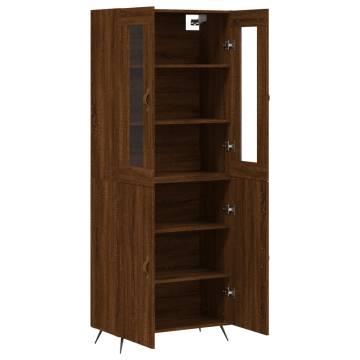 Elegant Highboard in Brown Oak - 69.5x34x180 cm