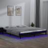 LED Bed Frame Black 160x200 cm Solid Wood Colour black Size 160 x 200 cm 