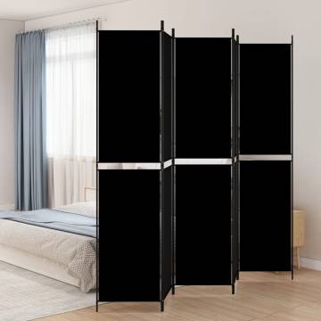 5-Panel Room Divider Black 250x220 cm Fabric | Hipomarket UK