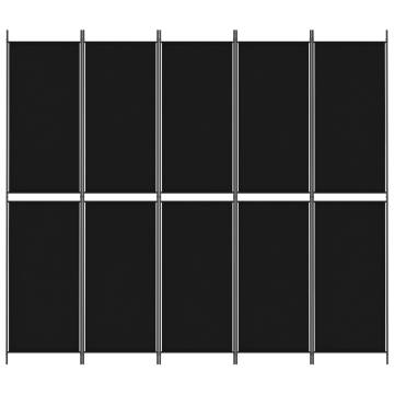 5-Panel Room Divider Black 250x220 cm Fabric | Hipomarket UK