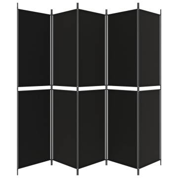 5-Panel Room Divider Black 250x220 cm Fabric | Hipomarket UK