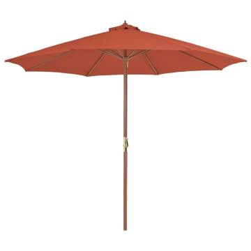 Outdoor Parasol with Wooden Pole 300 cm - Terracotta