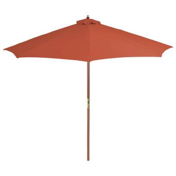 Outdoor Parasol with Wooden Pole 300 cm - Terracotta