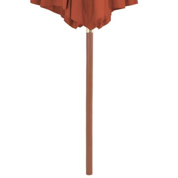 Outdoor Parasol with Wooden Pole 300 cm - Terracotta