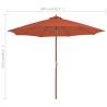 Outdoor Parasol with Wooden Pole 300 cm - Terracotta