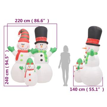 Inflatable Snowman Family with LEDs - 240 cm Christmas Decoration