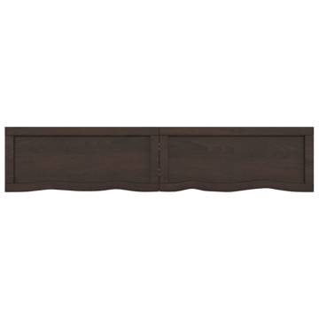 Dark Brown Solid Wood Bathroom Countertop - 140x30 cm