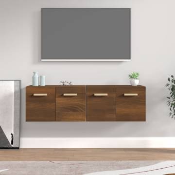 Brown Oak Wall Cabinets - 2 pcs, Stylish & Practical Storage