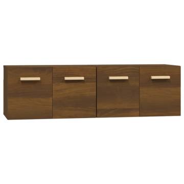 Brown Oak Wall Cabinets - 2 pcs, Stylish & Practical Storage