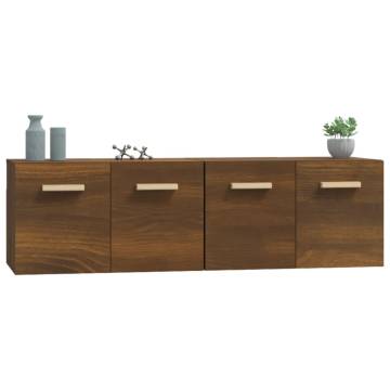 Brown Oak Wall Cabinets - 2 pcs, Stylish & Practical Storage