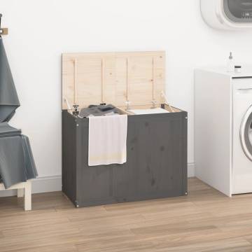 Laundry Box Grey - Solid Pine Wood | Hipomarket UK