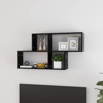 Black Engineered Wood Wall Shelf - 100x18x53 cm