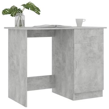 Modern Concrete Grey Desk - 100x50x76 cm Engineered Wood