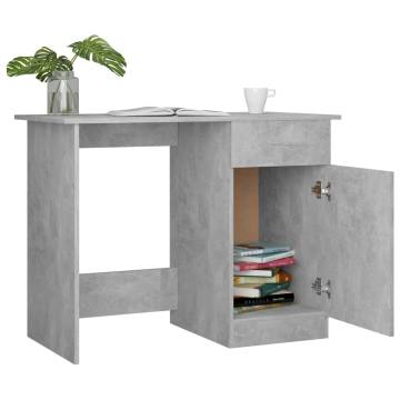 Modern Concrete Grey Desk - 100x50x76 cm Engineered Wood