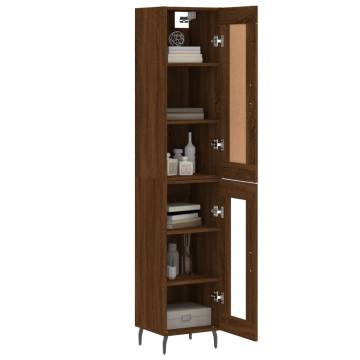 Elegant Brown Oak Highboard - 34.5x34x180 cm | Hipomarket