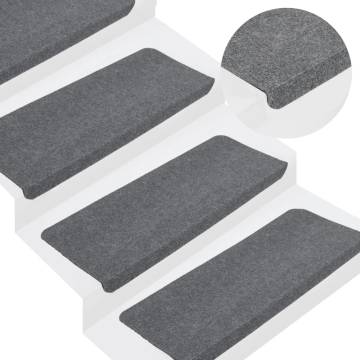 Stair Mats Self-adhesive - 15 pcs Grey - Hipomarket UK