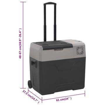 Portable Cool Box with Wheel & Handle - 40L, Black & Grey