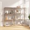 4-Layer Shelves - 3 pcs Silver Steel & Engineered Wood Storage