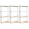 4-Layer Shelves - 3 pcs Silver Steel & Engineered Wood Storage