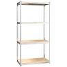 4-Layer Shelves - 3 pcs Silver Steel & Engineered Wood Storage