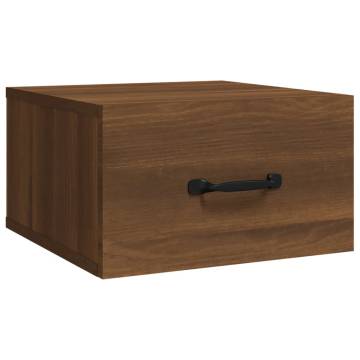 Wall-Mounted Bedside Cabinet Brown Oak - Space Saving Elegance