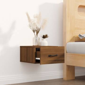 Wall-Mounted Bedside Cabinet Brown Oak - Space Saving Elegance