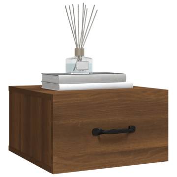 Wall-Mounted Bedside Cabinet Brown Oak - Space Saving Elegance