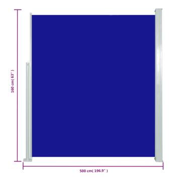 Patio Retractable Side Awning 160x500 cm Blue - HipoMarket