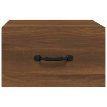 Wall-Mounted Bedside Cabinet Brown Oak - Space Saving Elegance