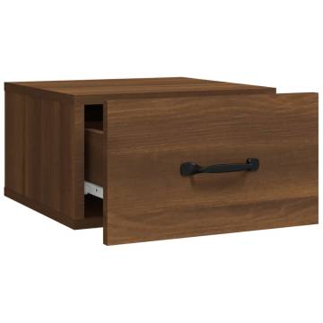 Wall-Mounted Bedside Cabinet Brown Oak - Space Saving Elegance