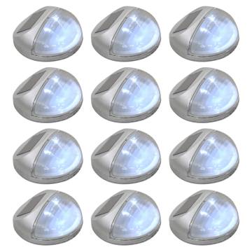 Outdoor Solar Wall Lamps LED - 12 pcs Round Silver